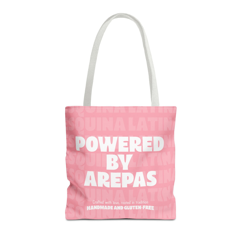 Arepa Lover Tote Bag - "Powered by Arepas" Pink Market Tote (Esquina Latina Design)