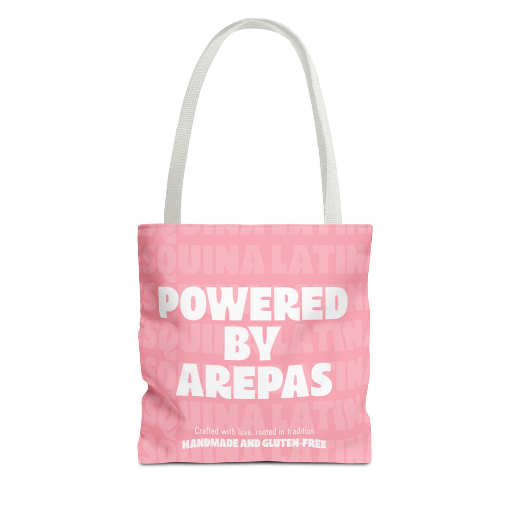 Arepa Lover Tote Bag - "Powered by Arepas" Pink Market Tote (Esquina Latina Design)